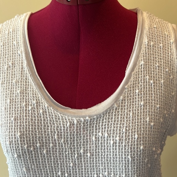 LeModa, NWOT, Size M White knit/sequins. Blouse, Many details. - Picture 2 of 10